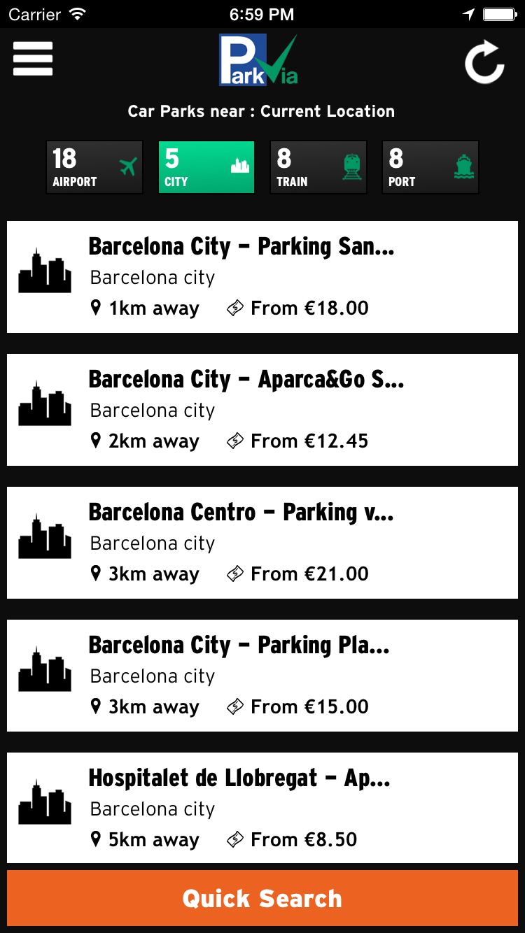 ParkVia app screenshot